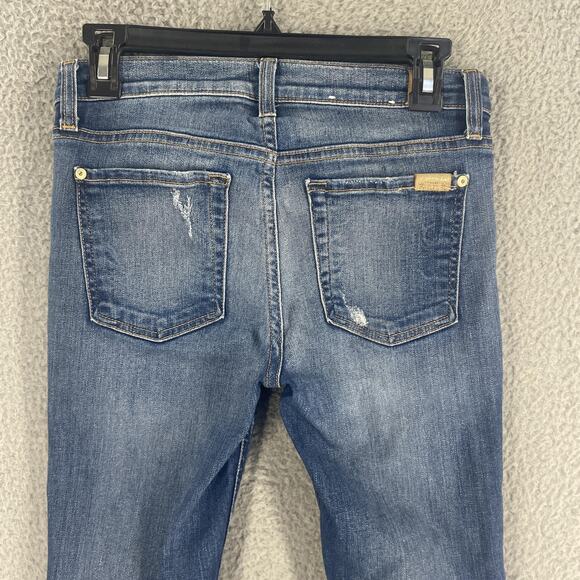 7 For All Mankind Jeans Womens 27 Blue Skinny Distressed Ankle Stretch Denim - Picture 10 of 15